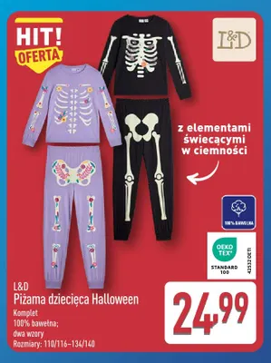 Piżama dziecięca Halloween L & D promocja w Aldi