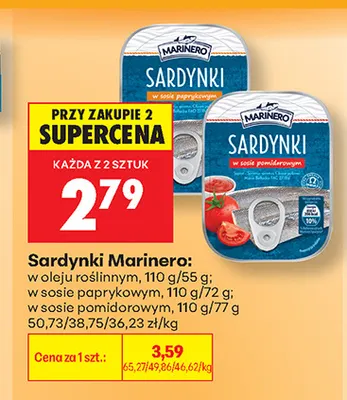 Sardynki w sosie paprykowym Marinero promocja w Biedronka