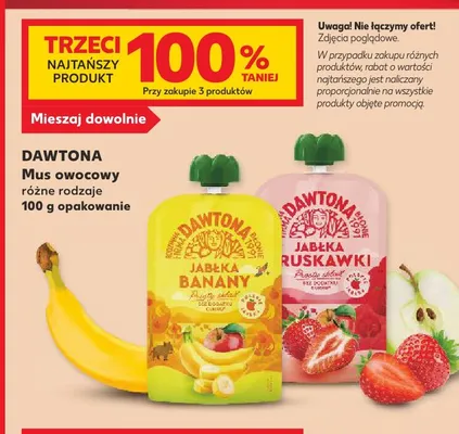 Mus owocowy Dawtona jabłka banany promocja w Kaufland