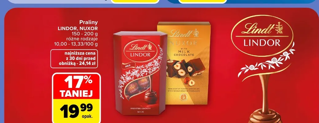 Praliny Lindor Milk Lindt promocja w Carrefour Market