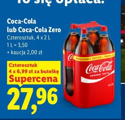 Napój gazowany Coca-Cola Zero 4-pak promocja w Lidl