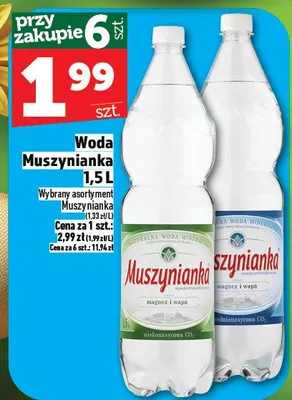 Woda Muszynianka 1,5l wybrane asortyment promocja w TOPAZ