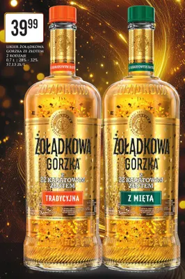 Likier Żołądkowa Gorzka ze złotem z miętą promocja w Dino