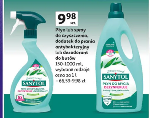 Płyn lub spray do czyszczenia, dodatek do prania antybakteryjny lub dezodorant do butów promocja w Auchan