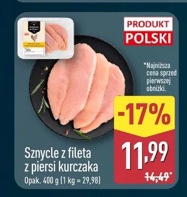 Sznycle z fileta z piersi kurczaka Mięsne Specjały promocja w Aldi