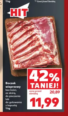 Boczek wieprzowy bez kości ze skórą do pieczenia lub do gotowania z kapustą promocja w Kaufland