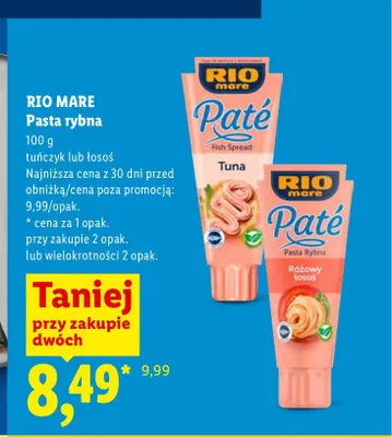 Pasta rybna z łososia Rio Mare Paté promocja w Lidl