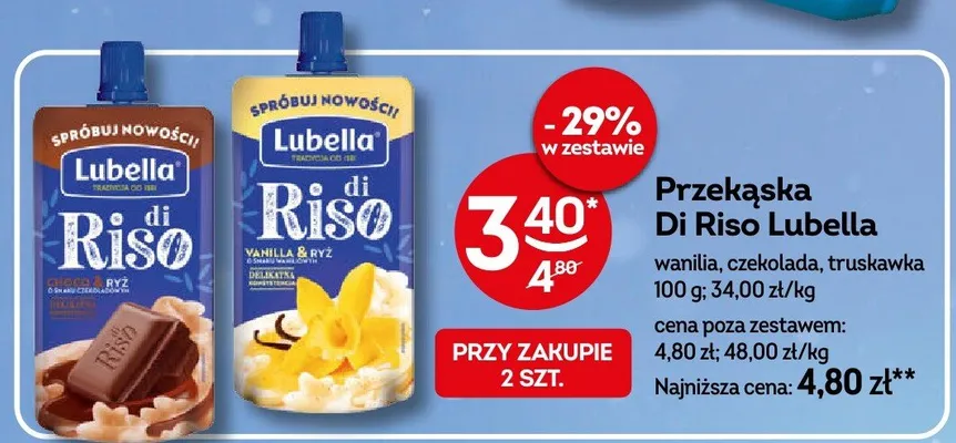 Przekąska Di Riso wanilia, czekolada, truskawka promocja w Żabka