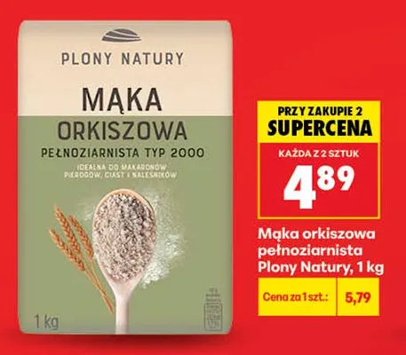 Mąka orkiszowa pełnoziarnista Plony Natury promocja w Biedronka