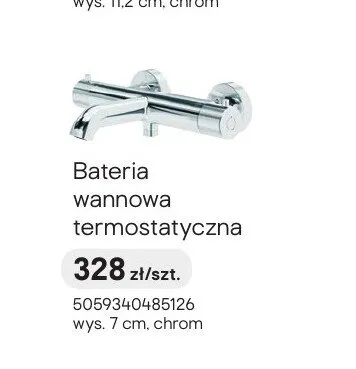 Bateria wannowa termostatyczna wys. 7 cm chrom promocja w Castorama