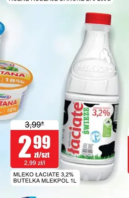 Mleko świeże Łaciate 3,2% promocja w Bingo