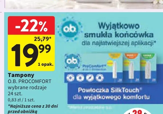 Tampony O.B. ProComfort promocja w Intermarche