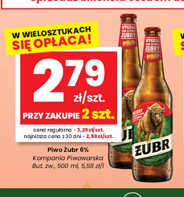 Piwo Żubr 6% promocja w emma MARKET