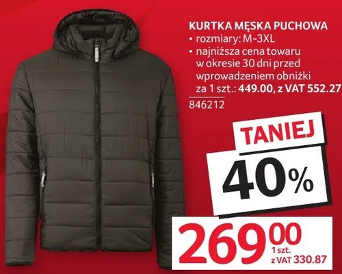 Kurtka męska puchowa rozmiary M-5XL promocja w Selgros