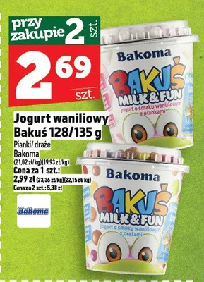 Jogurt waniliowy Bakuś promocja w TOPAZ