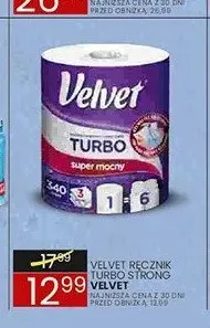Ręcznik papierowy Velvet Turbo Strong promocja w Wafelek