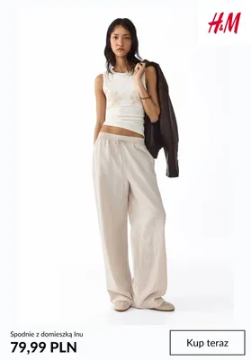 Spodnie z domieszką lnu H&M promocja w H&M