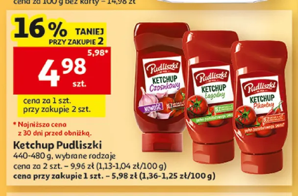 Ketchup Pudliszki pikantny promocja w Auchan