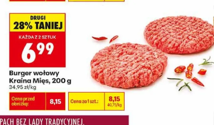 Burger wołowy Kraina Mięs promocja w Biedronka