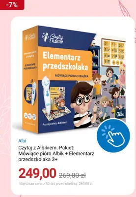 Zestaw edukacyjny Albi Czytaj z Albikiem. Pakiet: Mówiące pióro Albik + Elementarz przedszkolaka 3+ promocja w Smyk