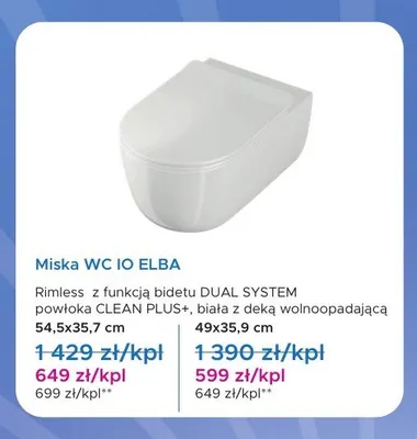Miska WC IO ELBA 54,5x35,7 cm promocja w Blu Salony Łazienek