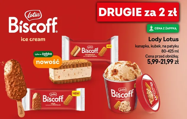 Lody Lotus na patyku promocja w Żabka