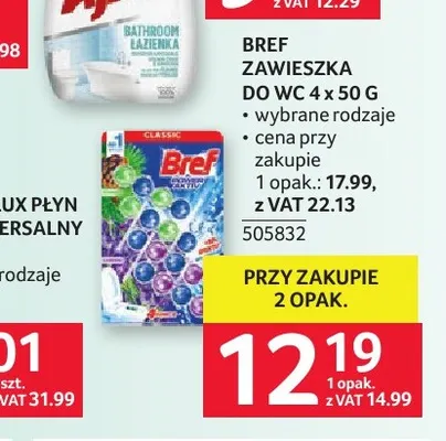 Zawieszka do WC Bref 4-pak promocja w Selgros