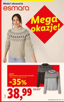 Sweter damski ze wzorem w stylu norweskim Esmara promocja w Lidl