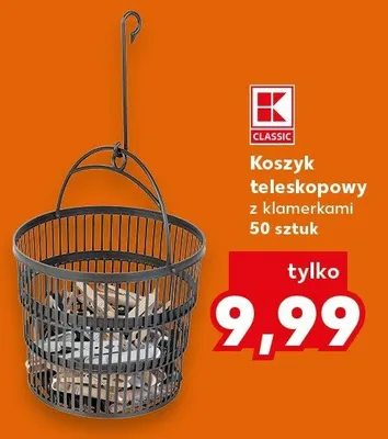 Koszyk teleskopowy z klamerkami 50 sztuk promocja w Kaufland