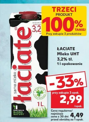 Mleko UHT Łaciate 3,2% tł. promocja w Kaufland