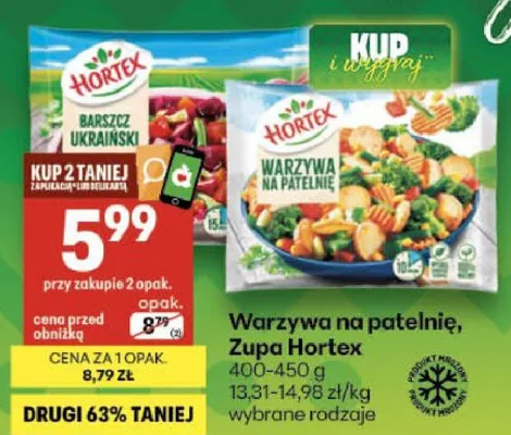 Warzywa na patelnię, zupa Hortex wybrane rodzaje promocja w Delikatesy Centrum