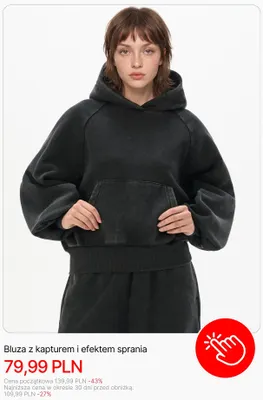 Bluza z kapturem i efektem sprania Cropp promocja w Cropp