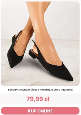 Sandały Slingback Vices z Wkładką ze Skóry Naturalnej promocja w Renee