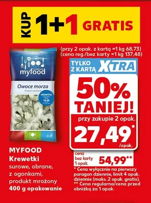 Krewetki surowe obrane z ogonkami Myfood promocja w Kaufland