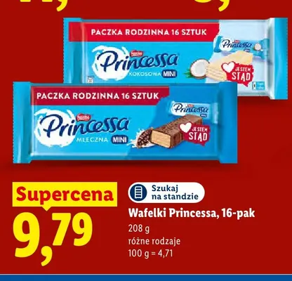 Wafelki Princessa Kokosowa Mini 16-pak promocja w Lidl