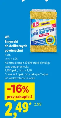 Zmywaki do delikatnych powierzchni W5 2-pak promocja w Lidl