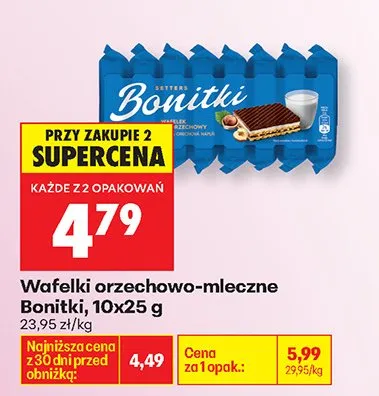Wafelki orzechowo-mleczne Bonitki promocja w Biedronka