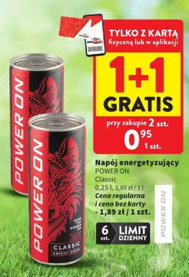 Napój energetyzujący Power On Classic promocja w Intermarche