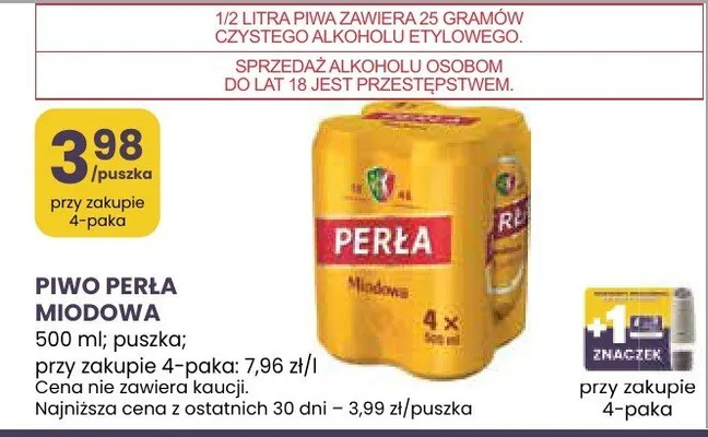 Piwo Perła miodowa promocja w Stokrotka