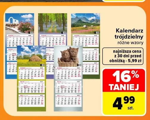 Kalendarz trójdzielny promocja w Carrefour