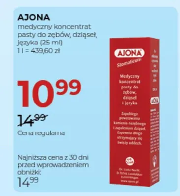 Medyczny koncentrat pasty do zębów Ajona promocja w Drogerie Jawa