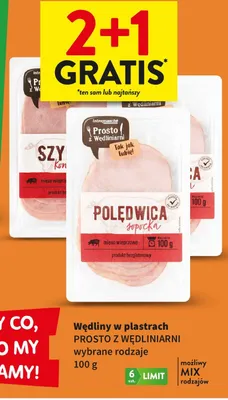 Wędliny w plastrach wybrane rodzaje 100g promocja w Intermarche