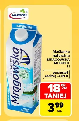 Maślanka naturalna Mrągowska Mlekpol promocja w Carrefour