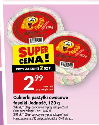 Cukierki pastylki owocowe fasolki Jedność promocja w Twój Market