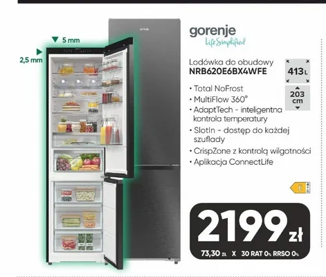 Lodówka do obudowy Gorenje NRB620E6BX4WFE promocja w Max Elektro