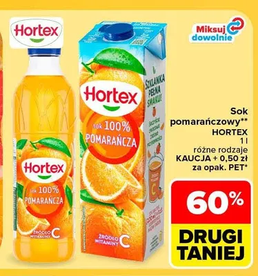 Sok pomarańczowy Hortex promocja w Carrefour