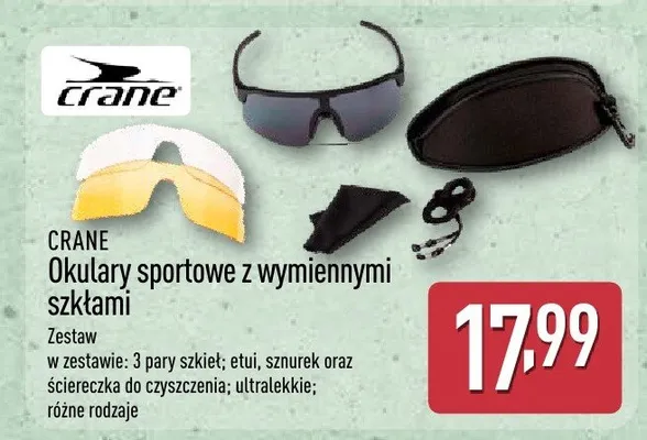 Okulary sportowe z wymiennymi szkłami promocja w Aldi