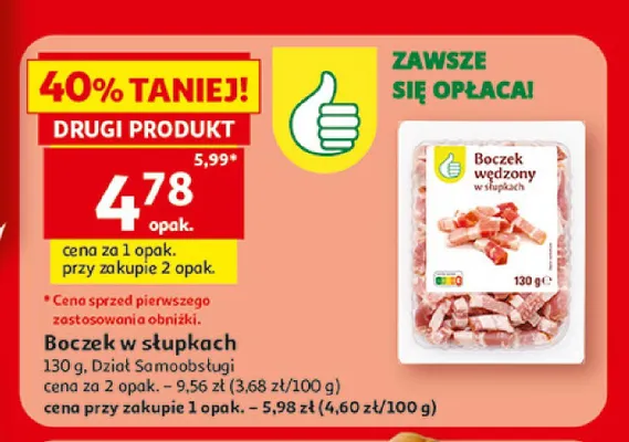Boczek wędzony w słupkach promocja w Auchan