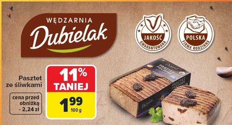 Pasztet ze śliwkami Dubielak promocja w Carrefour