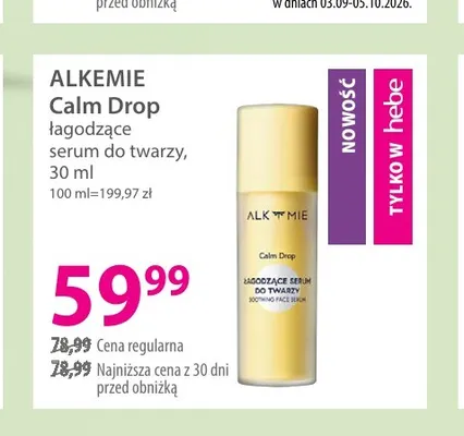 Łagodzące serum do twarzy Calm Drop Alkemie promocja w Hebe